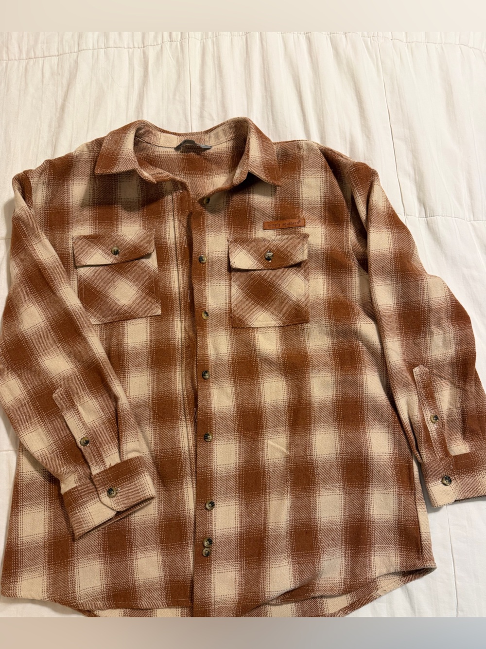 Simply Southern Brown and Cream Plaid Button-Down Shirt